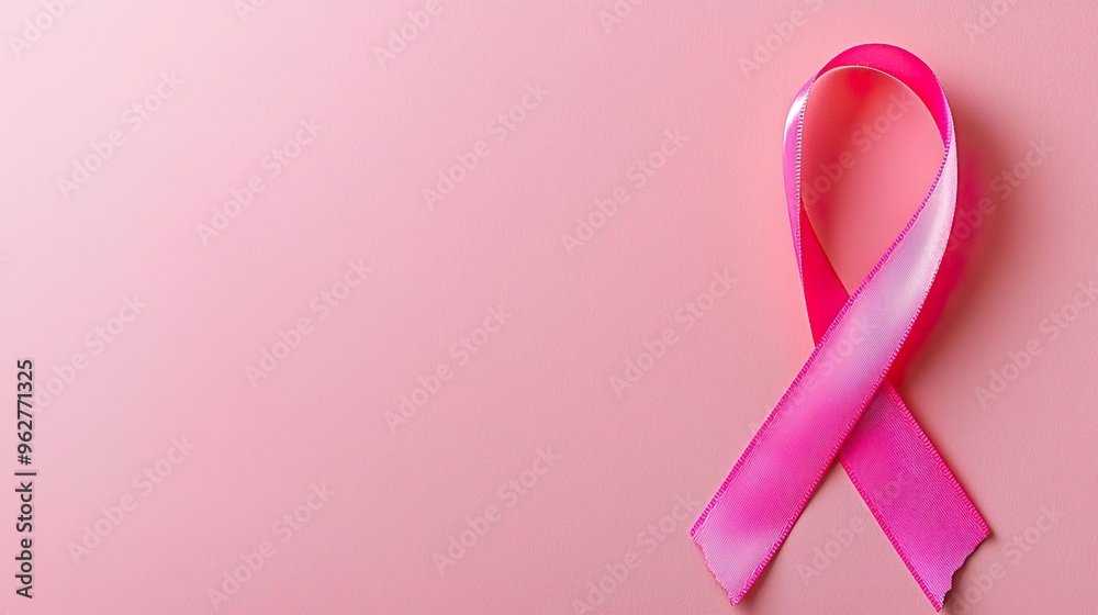 A vibrant pink ribbon symbolizing awareness and support for breast cancer initiatives against a soft pink background. A vibrant pink ribbon symbolizing awareness and support for breast cancer initiatives against a soft pink background.