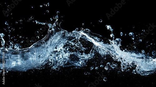 Water Splashing on Black Background