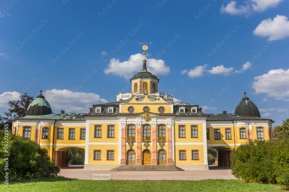 Front facade of the historic castle Belvedere in Weimar, Germany