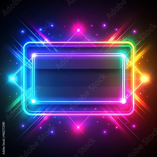 Abstract Neon Purple and Blue Color Background. Glowing line on Walpaper Frame. Ai Generated