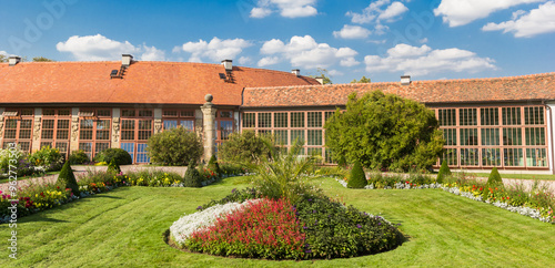 Panorama of the greenhouse in the garden of castle Belvedere in Weimar, Germany
