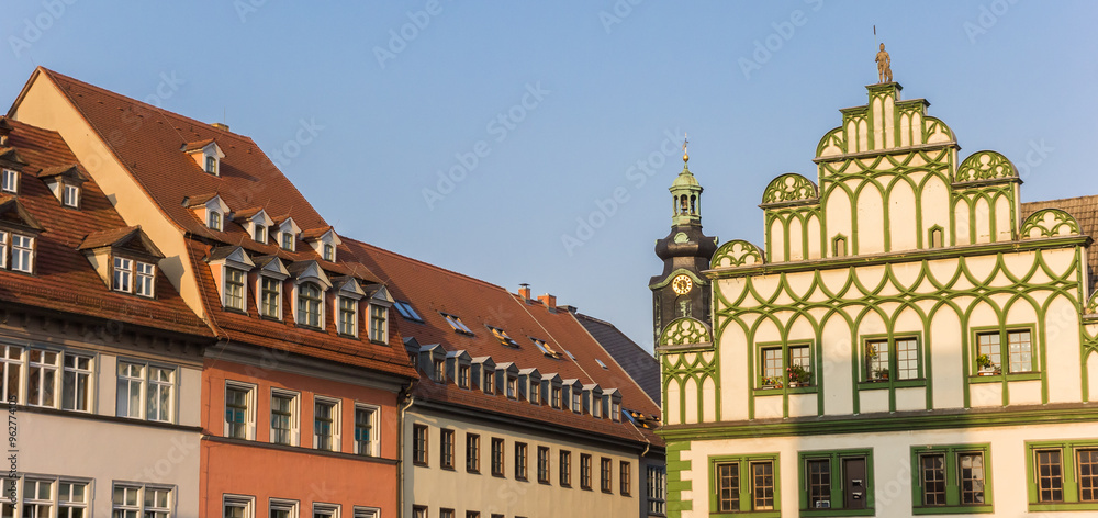 Panorama of historic building on the central square of Weimar, Germany