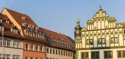 Obraz na płótnie Panorama of historic building on the central square of Weimar, Germany w salonie