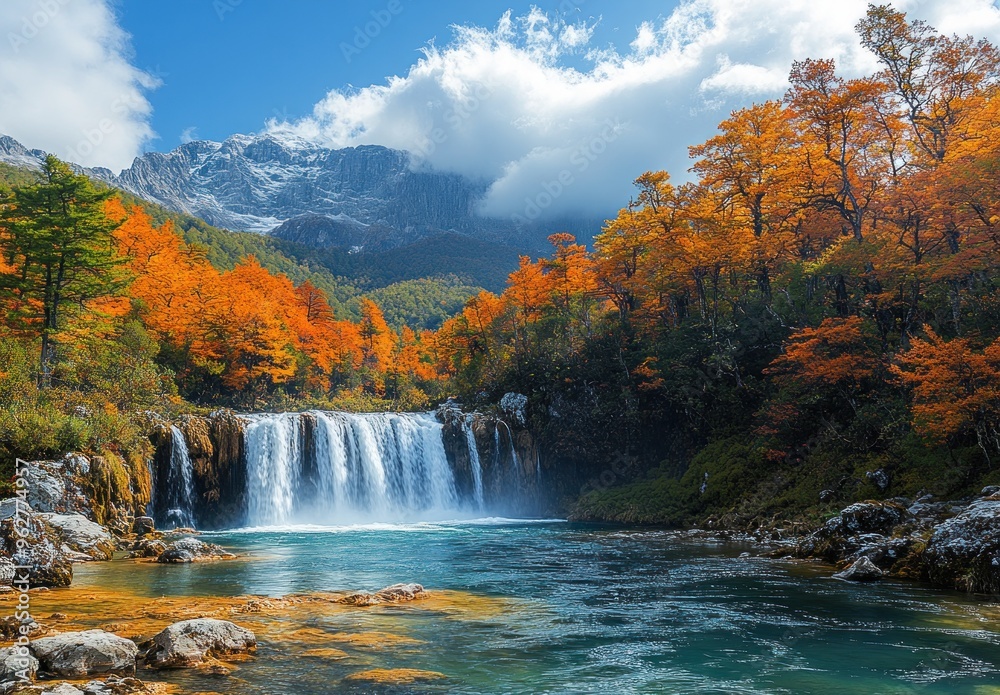 Autumn Waterfall in the Mountains Autumn Waterfall in the Mountains