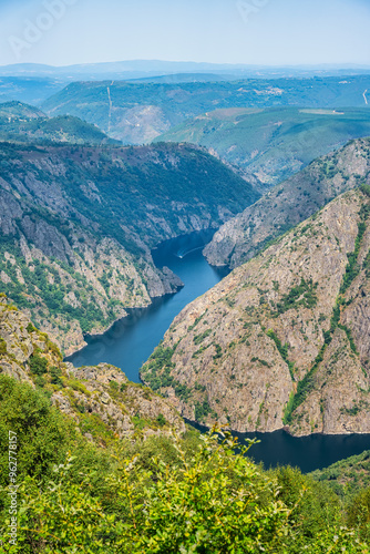 Meanders that the Sil River has formed over the centuries in the interior of Galicia, Ribeira Sacra. photo