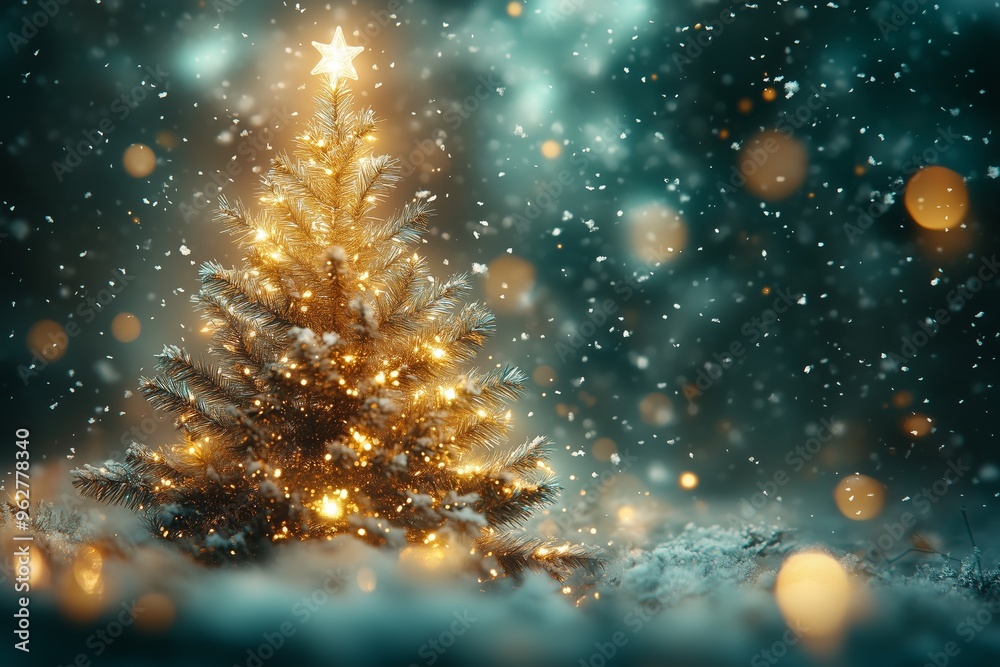 mobile wallpaper tinsel foil Christmas tree decorations on a dark green background with falling snowflakes, silver confetti, bright holographic shine mobile wallpaper tinsel foil Christmas tree decorations on a dark green background with falling snowflakes, silver confetti, bright holographic shine