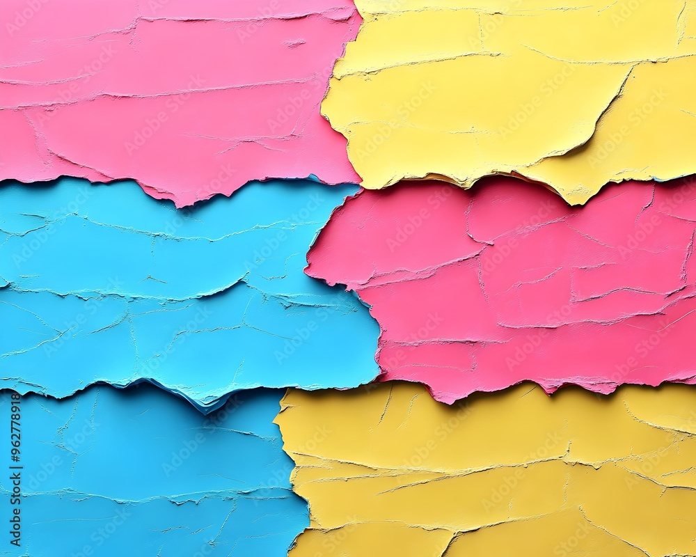 Abstract Background with Torn Pink, Yellow and Blue Paint Abstract Background with Torn Pink, Yellow and Blue Paint