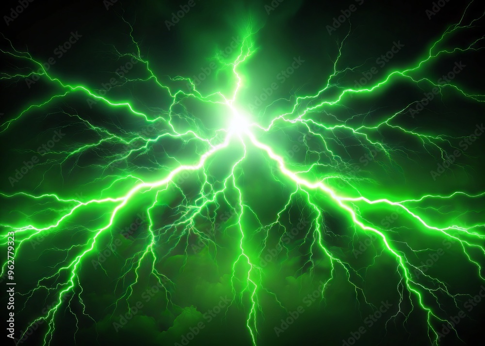 Electrifying Green Screen Lightning Bolts Flash Amidst A Black Void, Promising Versatile Visual Effects And Dynamic Electrifying Green Screen Lightning Bolts Flash Amidst A Black Void, Promising Versatile Visual Effects And Dynamic