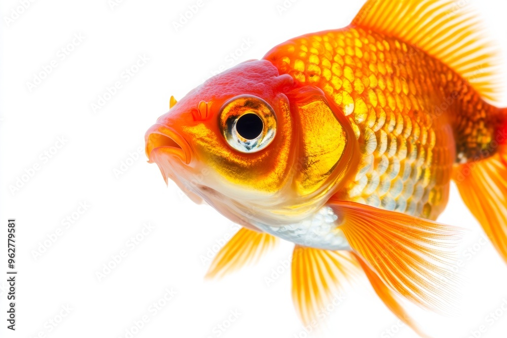 Mystic portrait of Fancy Goldfish in studio, isolated on white background Mystic portrait of Fancy Goldfish in studio, isolated on white background