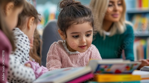 Community literacy event with adults and children in a vibrant reading workshop