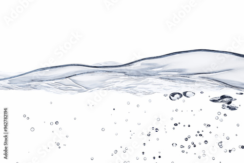 Fotomural Clear waterline with bubbles on a white background. 3D Rendering