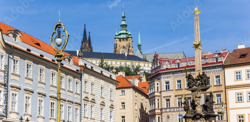 Obraz na płótnie Holy Trinity column on the market square in Mala Strana, Prague, Czechia w salonie