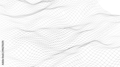 Dynamic wave with many dots. Abstract motion background of dots. Technology or science. 3d rendering Seamless loop. 4K	
