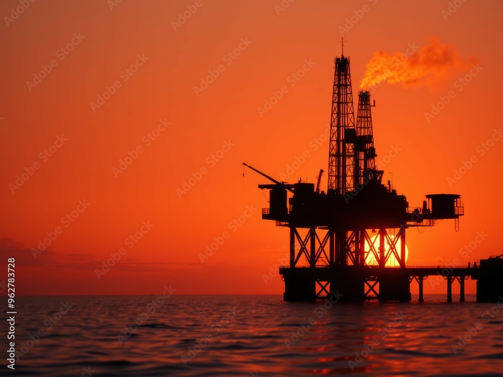 Oil Rig Silhouette at Sunset Oil Rig Silhouette at Sunset