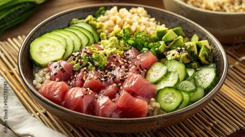 Vibrant Poke Bowl with Fresh Ingredients