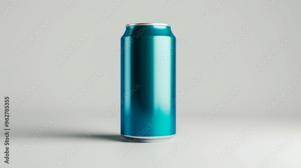 A vibrant blue can stands tall on a soft surface. Its sleek design catches the light, showcasing modern style. Ideal for branding, advertising, or product showcase. AI A vibrant blue can stands tall on a soft surface. Its sleek design catches the light, showcasing modern style. Ideal for branding, advertising, or product showcase. AI
