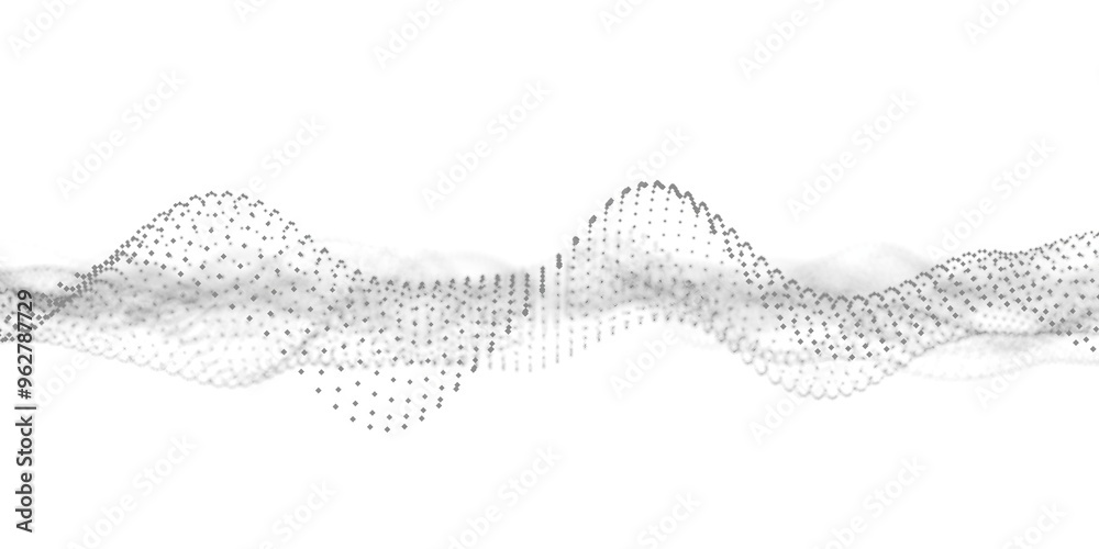 Fototapeta premium Abstract particle landscape grid. Digital network connections wave