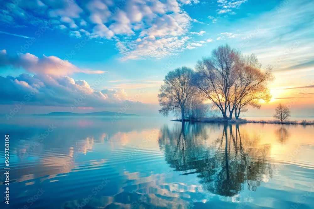 Serene Scene With Soft, Pastel Blue Hues Creating A Tranquil And Ethereal Background Serene Scene With Soft, Pastel Blue Hues Creating A Tranquil And Ethereal Background