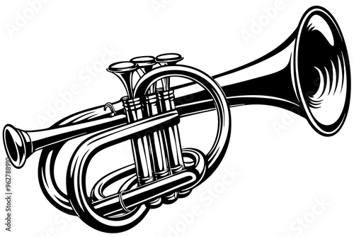 Music trumpet in flat style isolated on white background