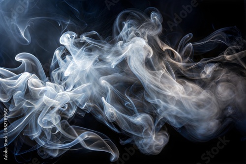 Mesmerizing swirl of smoke on dark background captured in high-resolution detail photo