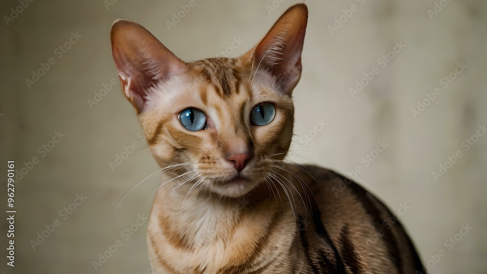 Close-up Portrait of a Beautiful Oriental Cat with Bright Blue Eyes Close-up Portrait of a Beautiful Oriental Cat with Bright Blue Eyes