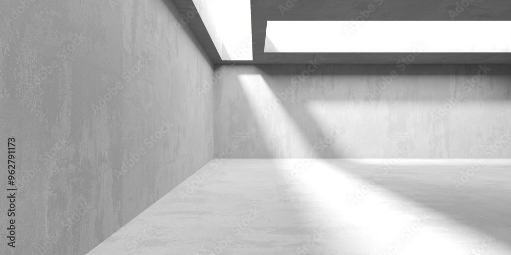 Abstract empty concrete interior. Minimalistic dark room design template