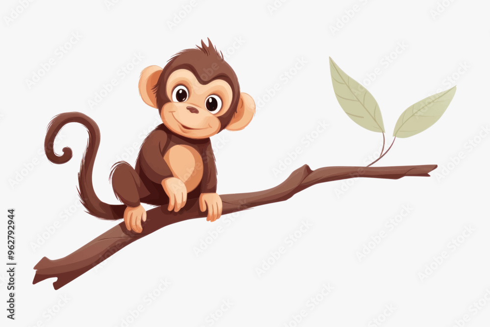 Fototapeta premium Cute monkey on tree branch
