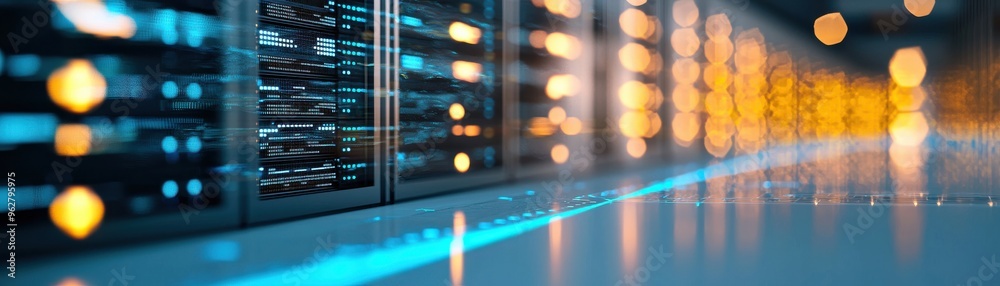 modern data server with vibrant lights illuminating the technology in a digital environment. modern data server with vibrant lights illuminating the technology in a digital environment.