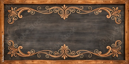 Vintage-inspired illustration of a distressed chalkboard with ornate borders, featuring subtle wood grain texture and