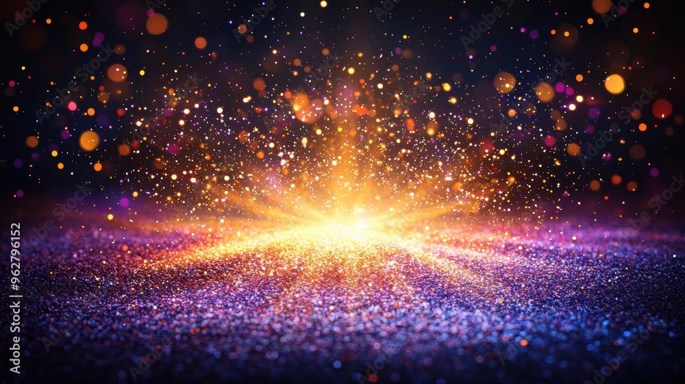 A vibrant explosion of light and color, creating a magical atmosphere filled with sparkling particles and dazzling brilliance. A vibrant explosion of light and color, creating a magical atmosphere filled with sparkling particles and dazzling brilliance.