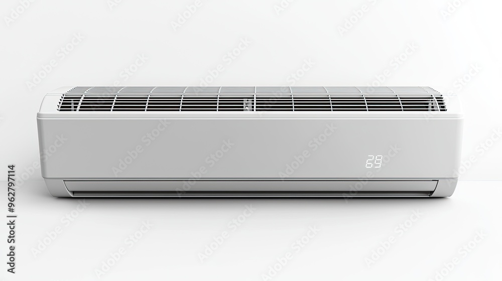 Air conditioner unit, from front, isolated on white background Air conditioner unit, from front, isolated on white background