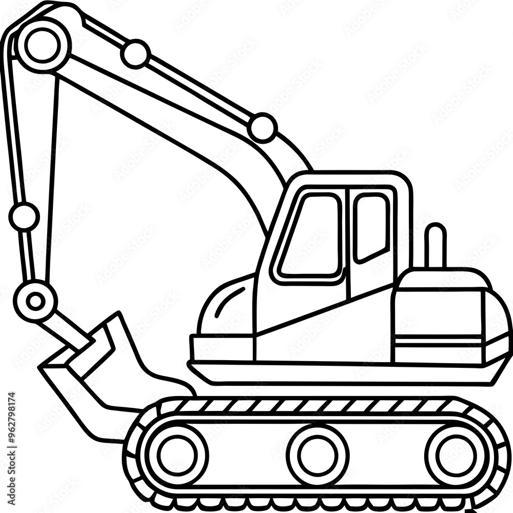 Excavator line art isolated on a white background
Excavator line art isolated on a white background