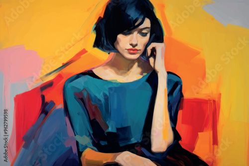 Vibrant abstract portrait painting