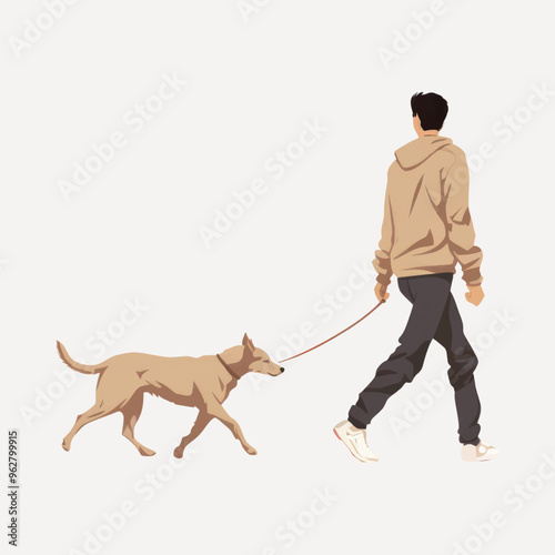 Man walking dog illustration