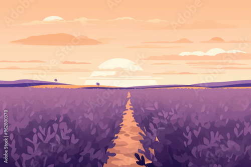 Serene lavender field sunset
