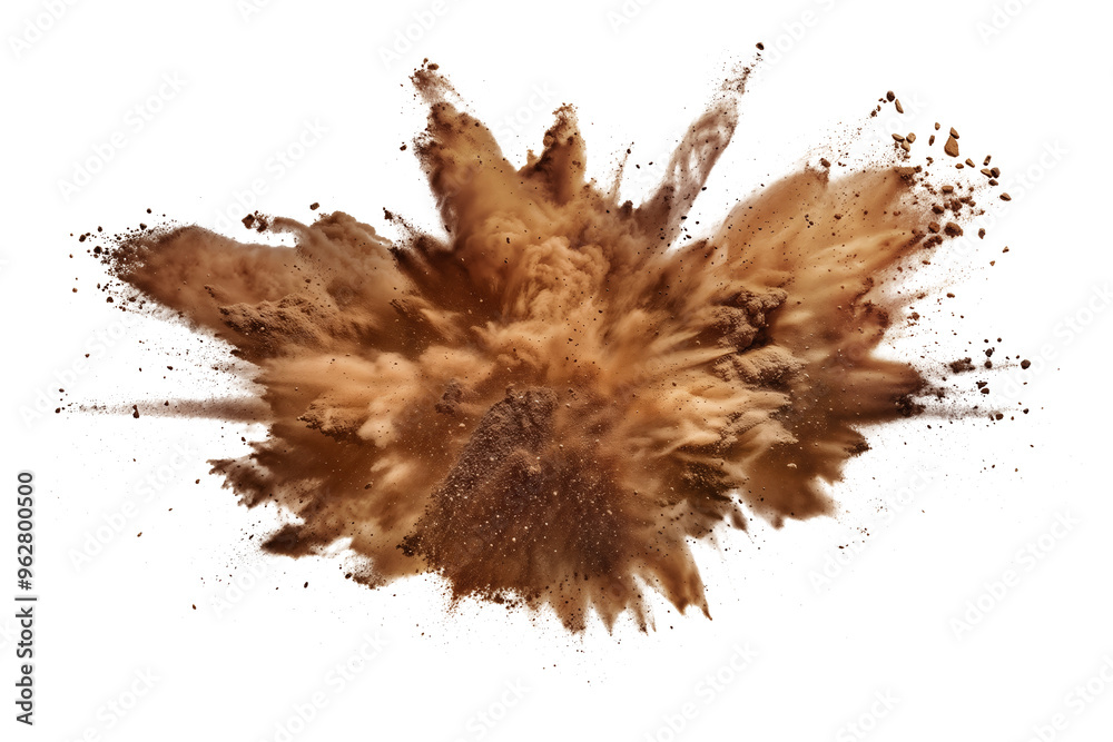 Dynamic Burst of Soil Explosion with Scattering Dust, transparent background Dynamic Burst of Soil Explosion with Scattering Dust, transparent background