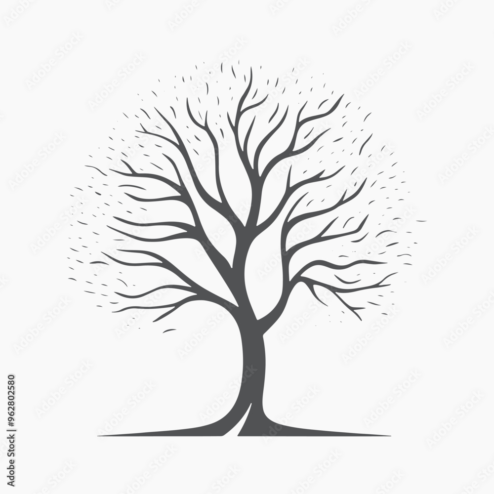 Obraz premium Minimalist leafless tree illustration