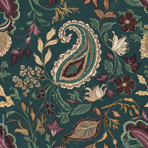 Paisley Pattern Teardrop Pattern, Indian Traditional Pattern Background 