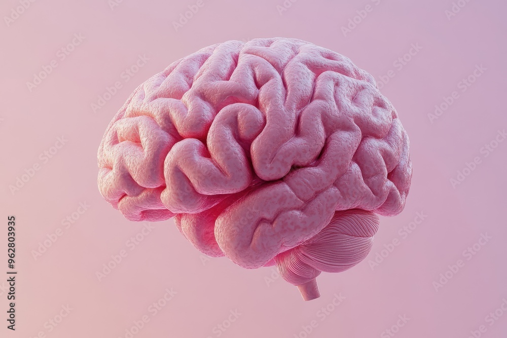 3d visualization of human cerebrum in rose color 3d visualization of human cerebrum in rose color