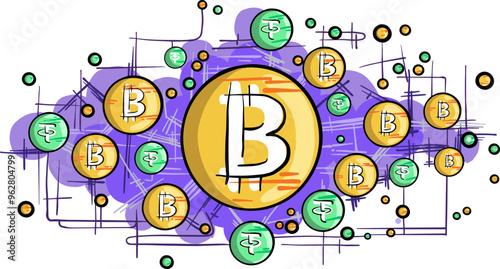 vector illustration bitcoin crypto