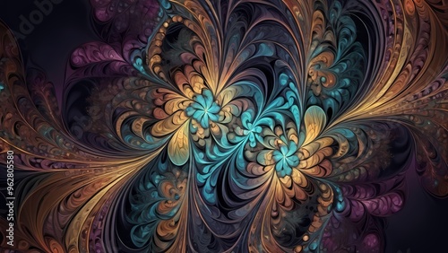 Wallpaper Mural abstract fractal background with flowers Torontodigital.ca