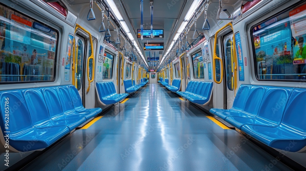 Fototapeta premium Empty Subway Car Interior