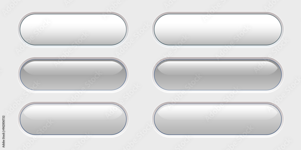 Buttons white and grey isolated, interesting navigation panel for website, 3D illustration. Buttons white and grey isolated, interesting navigation panel for website, 3D illustration.