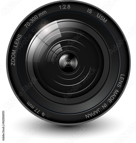 Camera photo lens, 3d icon illustration.