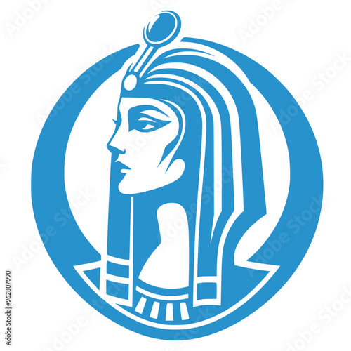 Egyptian queen Cleopatra isolated on white background. Queen of Egypt, one of the most famous women in history. Illustration isolated in vector.