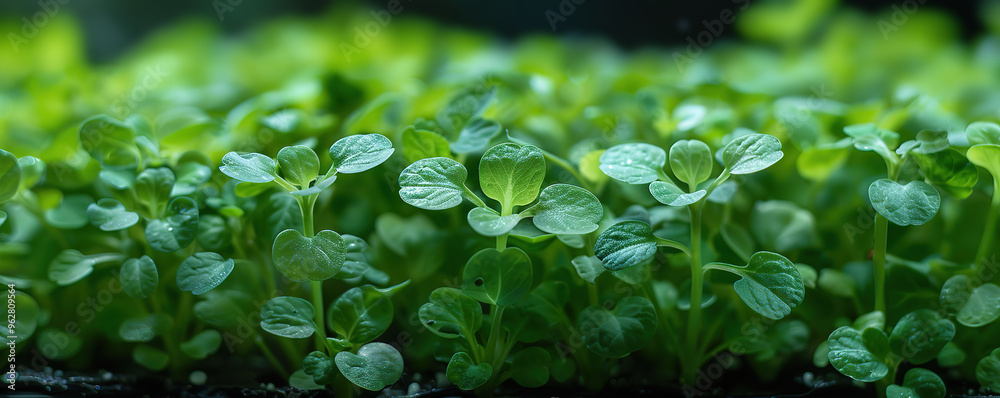 Close up of fresh green seedlings growing in rich soil. New life, growth, and the promise of a bountiful harvest. Close up of fresh green seedlings growing in rich soil. New life, growth, and the promise of a bountiful harvest.