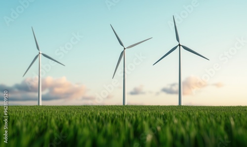 Wallpaper Mural Wind and solar hybrid energy farm, renewable and sustainable, 3D illustration, Torontodigital.ca