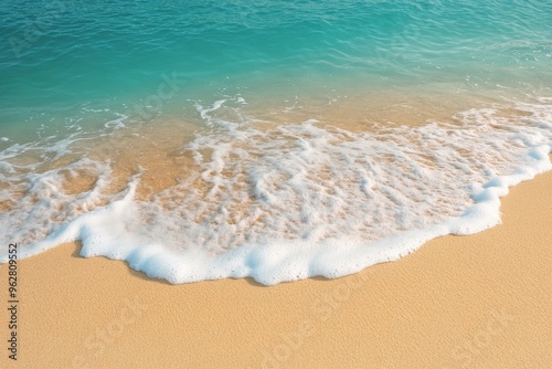 beautiful sandy beach and soft blue ocean wave