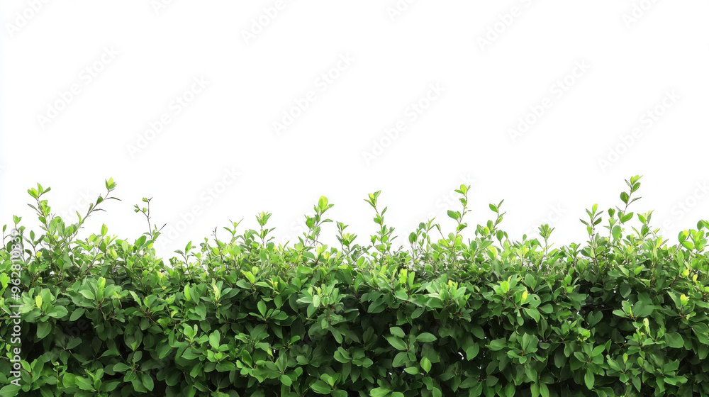 Bush or shrub wall isolated on white background for graphic design.