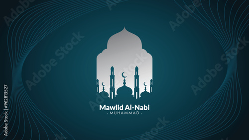 Happy Birthday of Prophet Muhammad. Milad un Nabi Mubarak Means Happy Birthday of Prophet Muhammad. Vector Illustration of Mawlid Celebration Design